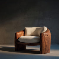 Solid Wood Chair Lounge Sculptural Form Living Room