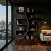 Tree-Form Bookcase with Two Drawers in the Base