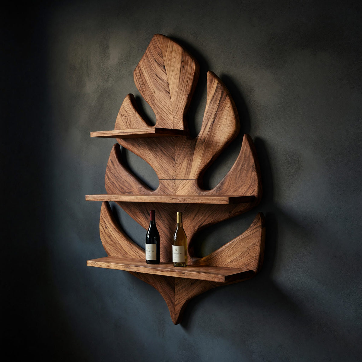 Solid Wood Wine Rack Boho Wall Living Space Arrangement