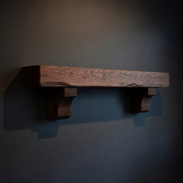 Solid Wood Floating Fireplace Mantel Rustic Shelf Cozy Cabin Living Room