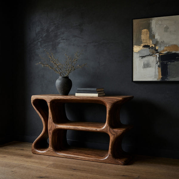 Ripplecut Console Table, Shaped from Solid Walnut