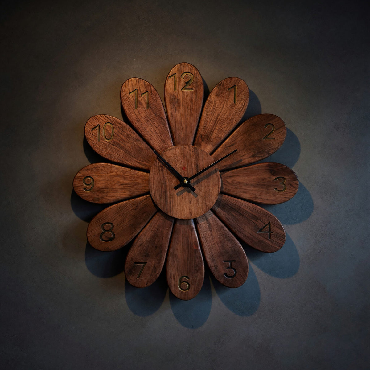 Solid Wood Clock Artisan Wall Contemporary Living Space