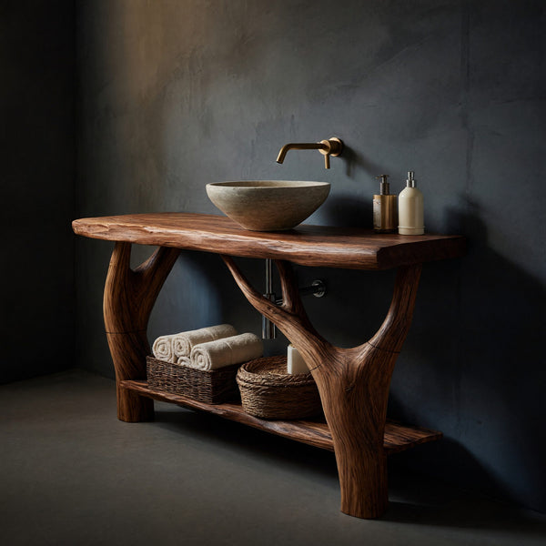 Solid Wood Live Edge Vanity Farmhouse Solid Bathroom Organic Home Bath