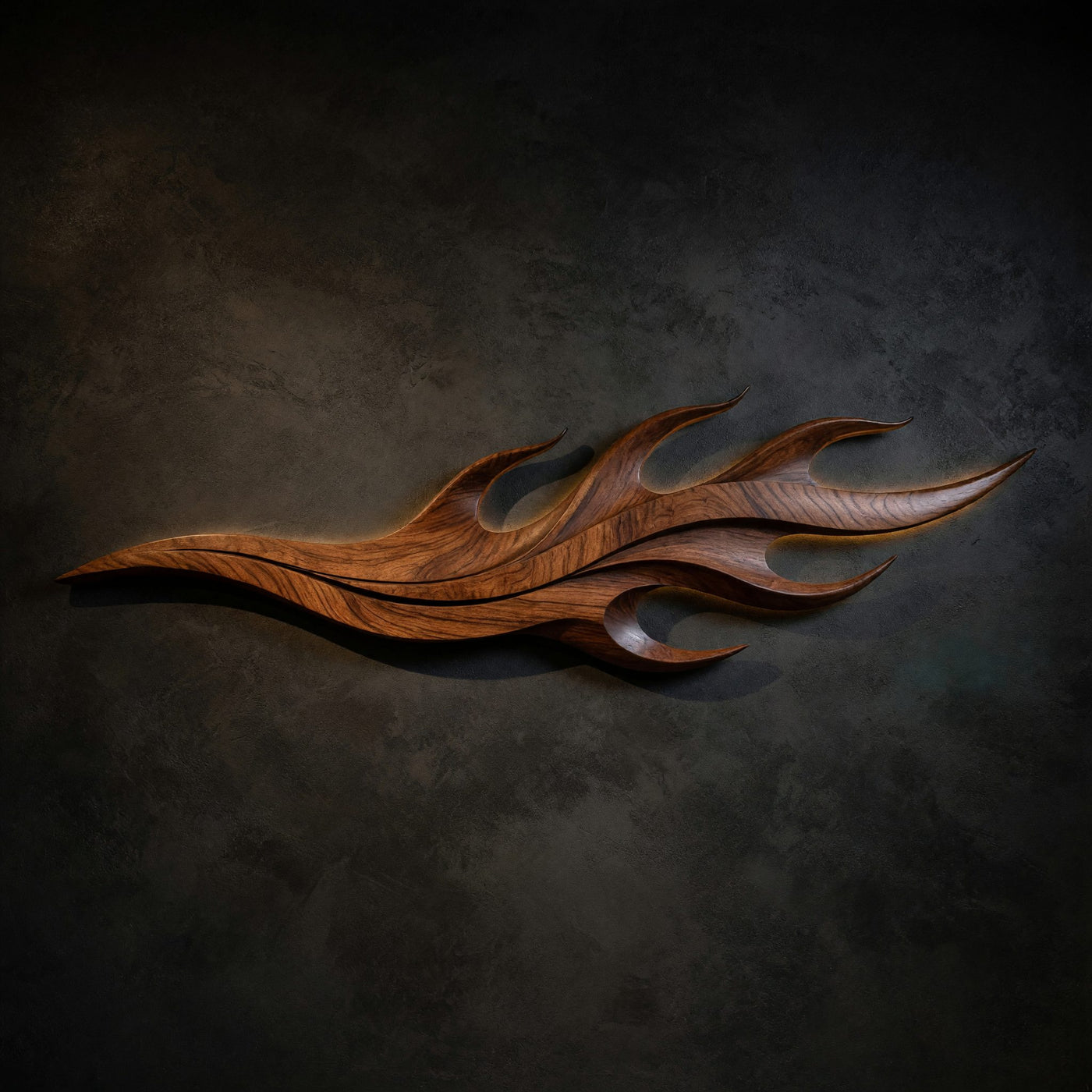 Nightcurl Walnut Wall Art with Hooked Flame Tips