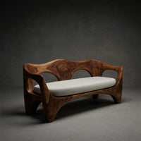 Solid Wood Sofa Mid Century Sculptural Frame Patio