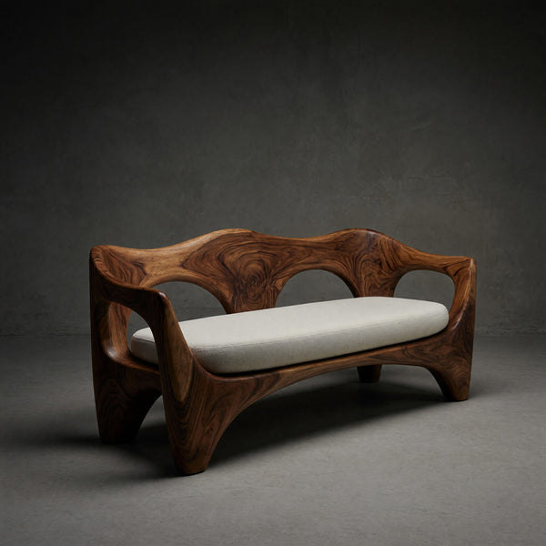 Solid Wood Sofa Mid Century Sculptural Frame Patio