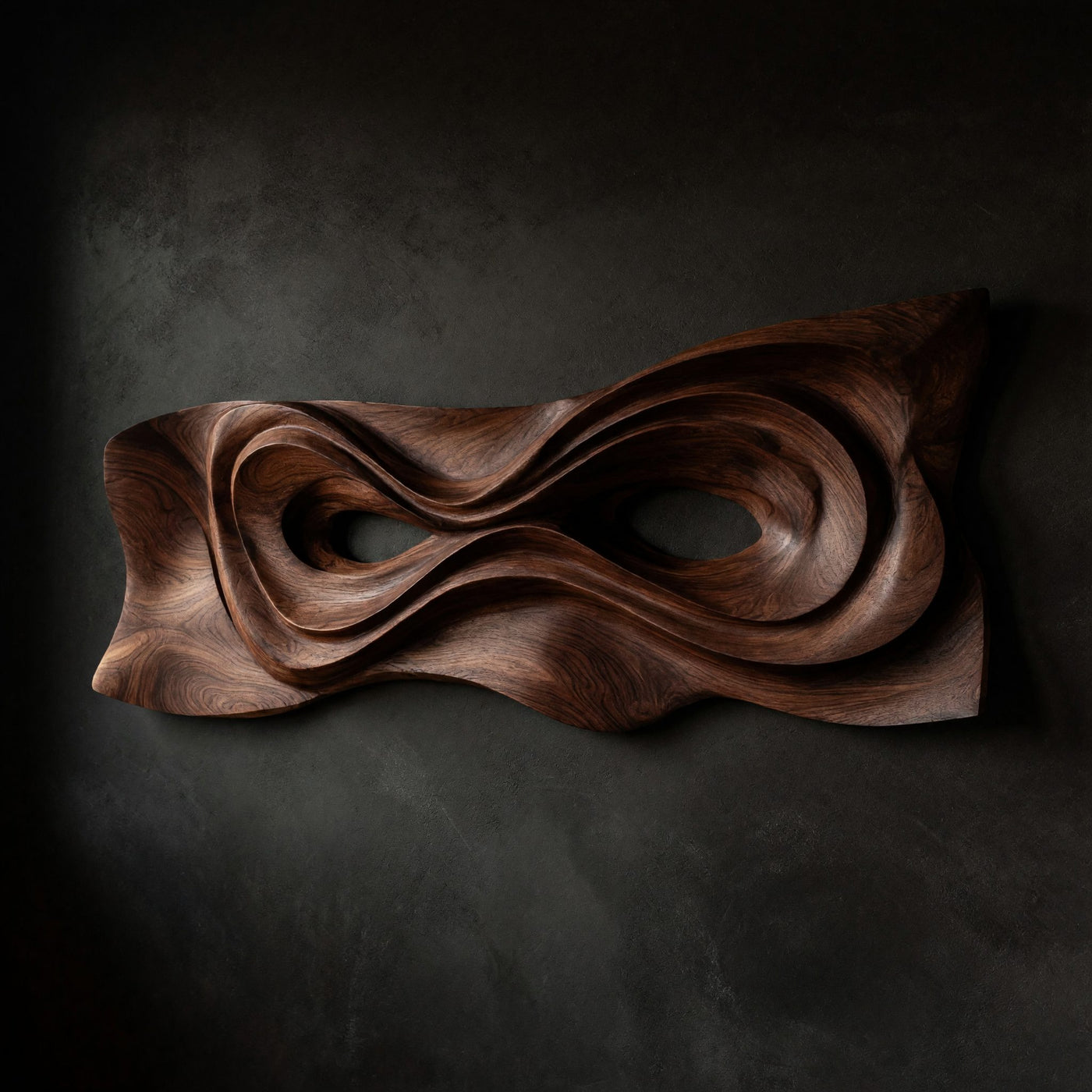 Looping Current Wall Relief, Hand Carved in Walnut