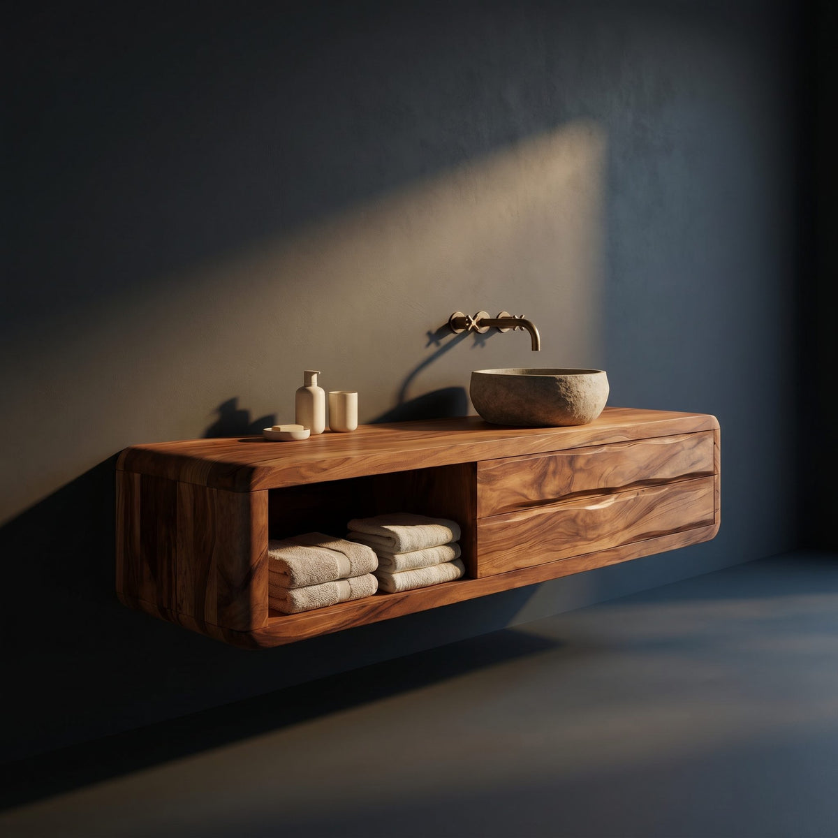 Solid Wood Bathroom Vanity Space