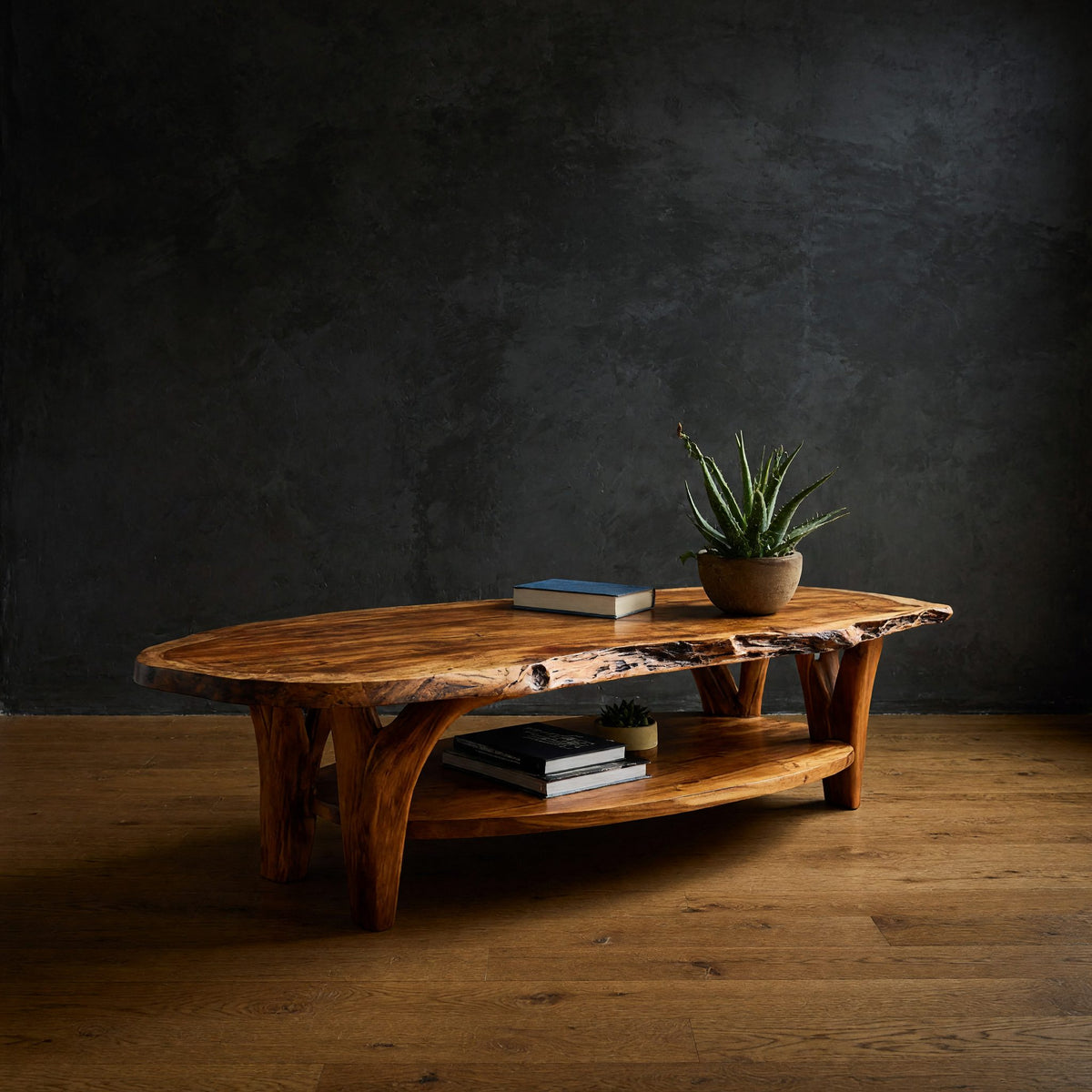 Oval Top, Branch-Form Legs, Coffee Table in Solid Wood