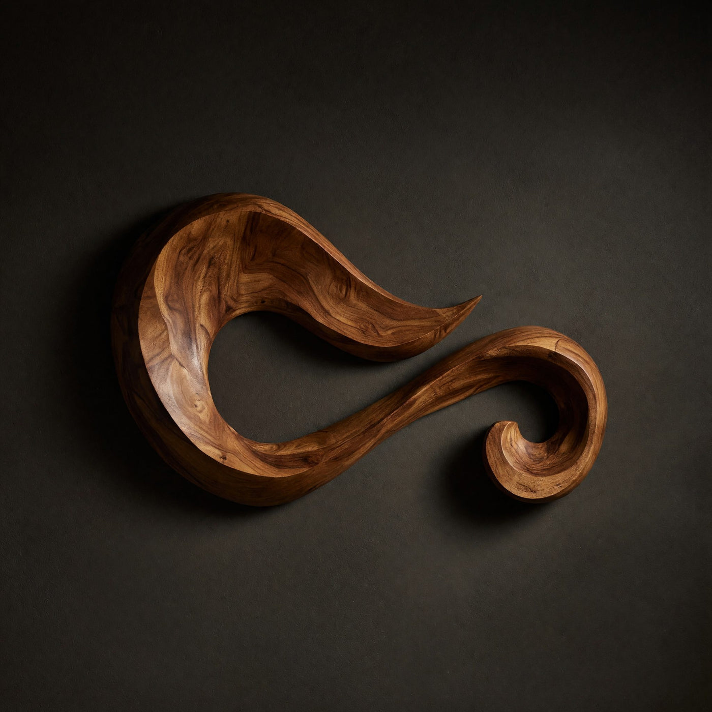 One Length of Walnut, Curled Into a Wall Sculpture