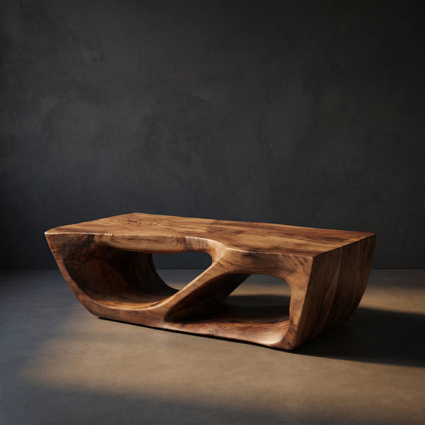 Modern Coffee Table With Curved Storage For Living Room