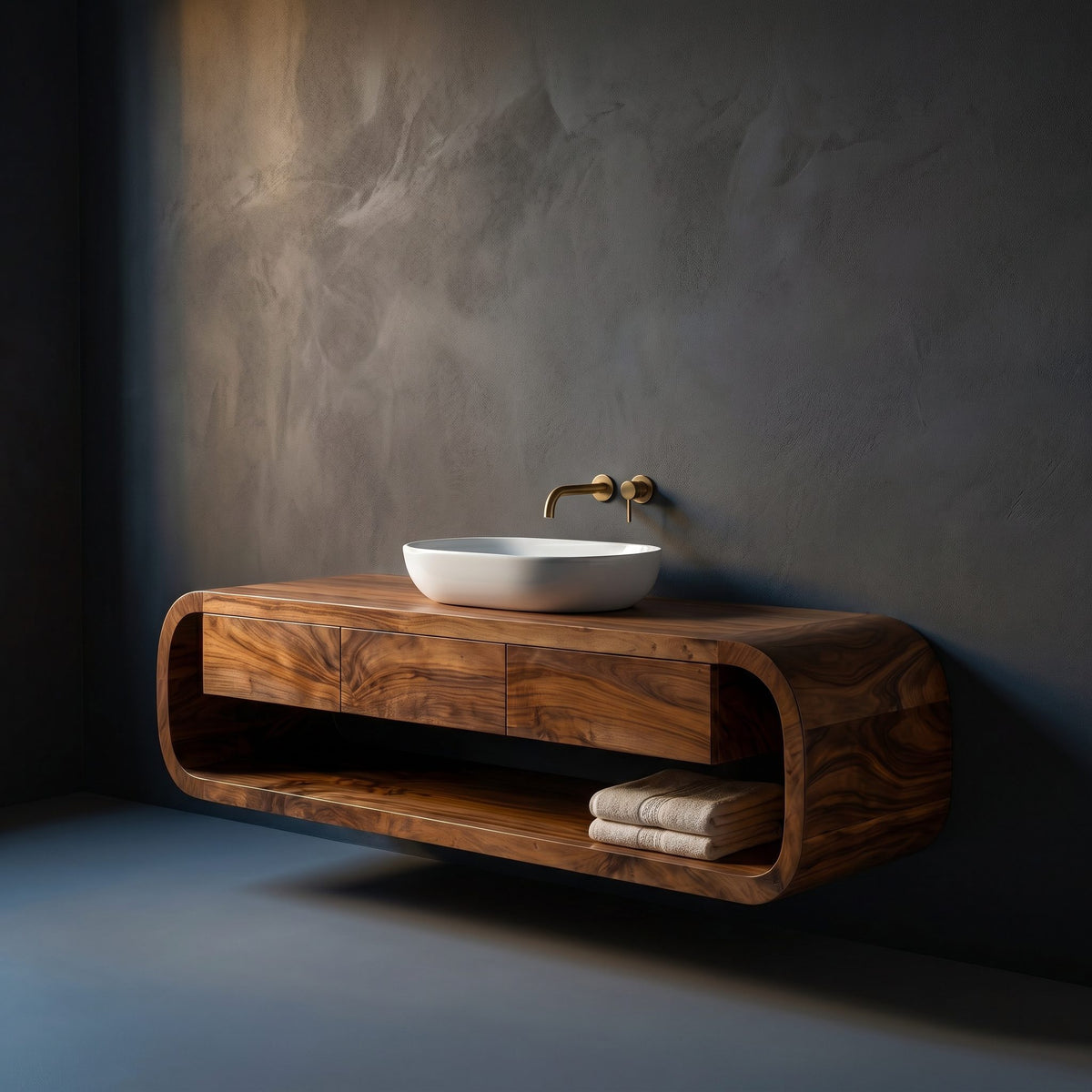 Solid Wood Bathroom Vanity Wall Mounted Modern