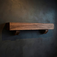 Solid Wood Floating Fireplace Mantel Rustic Beam Living Room