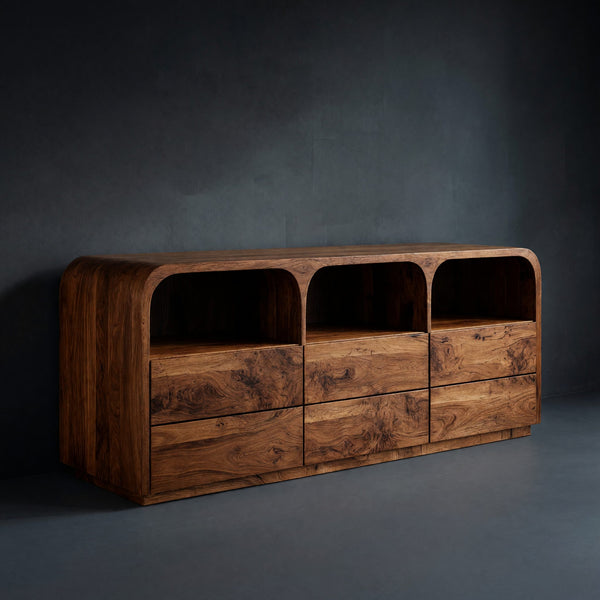 Solid Wood Sideboard With Curved Corners Living Room