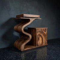 Solid Wood Record Player Stand Sculptural Turntable Audio Lounge