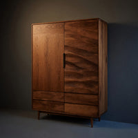 Solid Wood Wardrobe With Drawers Shelf Bedroom