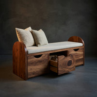 Solid Wood Shoe Storage Bench Rustic Organizer Cabinet Farmhouse Entryway Display, view 2