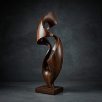 Solid Wood Sculpture Wall Art Rustic Abstract Office, view 2