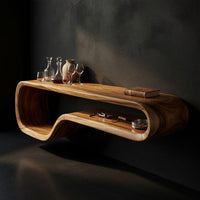 Ribbonline Floating TV Console in Sculpted Walnut, view 2