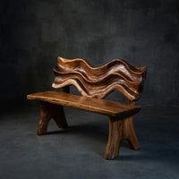 Solid Wood Outdoor Garden Bench Rustic Live Edge Entryway Accent Seating, view 2