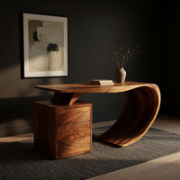 Scrollform Desk, Hand-Shaped from Solid Walnut, view 2