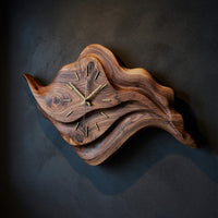 Solid Wood Clock Artistic Sculptural Modern Home Office, view 2