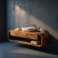 Solid Wood Bathroom Vanity Wall Mounted Modern, view 2