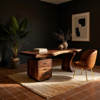 Wave-Leg Desk with a Live Edge Top and Drawer Cabinet, view 2