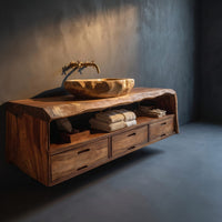 Solid Wood Bathroom Vanity Farmhouse Floating Storage, view 2