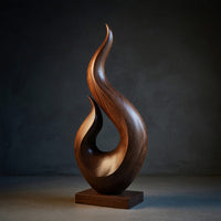 Solid Wood Sculpture Wall Art Handcrafted Abstract Statue Home, view 2