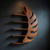 Solid Wood Corner Wall Bathroom Shelf Artistic Leaf, view 2