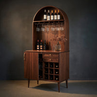 Solid Wood Bar Cabinet Classic Wine With Storage Dining Room, view 2