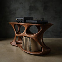 Solid Wood Record Player Stand Minimalist Vinyl Storage Studio Living Space, view 2