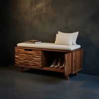Solid Wood Shoe Storage Bench Rustic Cabinet Entryway Hallway Mudroom Placement, view 2