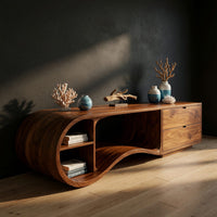Walnut Ring, Walnut Wave, One Solid Media Console, view 2