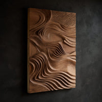 Layered Ridge Lines in Oak, a Carved Wall Panel, view 2 — view 2