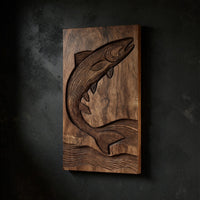 One Board, a Trout Mid-Leap, Carved as a Wall Relief, view 2 — view 2
