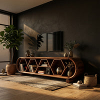 Honeycomb Walnut Media Console for Record Collections, view 2