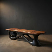 Contemporary Natural Wood Bench For Luxury Window Corner, view 2