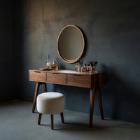 Solid Wood Dressing Table Handmade Vanity Desk With Storage Drawers, view 2