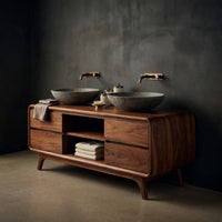 Solid Wood Bathroom Vanity With Drawers Both Sides, view 2