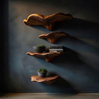Solid Wood Mushroom Shelf Farmhouse Solid Bedroom Decor Storage, view 2