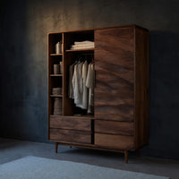 Solid Wood Wardrobe With Drawers Shelf Bedroom, view 2