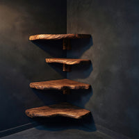 Solid Wood Natural Wood Floating Shelves Mid Century Live Edge Corner, view 2