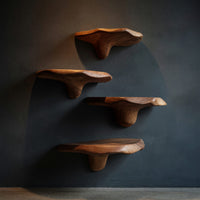 Solid Wood Mushroom Shelf Mid Century Handcrafted Entryway, view 2
