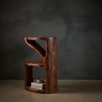 Solid Wood Nightstand Elegant With Sculptural Two Level Bedroom, view 2