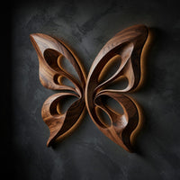 Two Walnut Halves, One Butterfly Wall Sculpture, view 2 — view 2