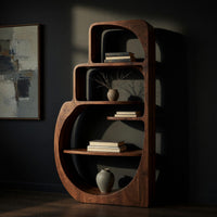 Four-Tier Bookshelf with a Carved Circular Base, view 2