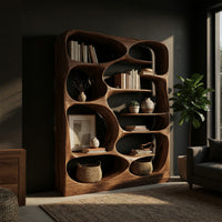 Cell Pod Bookshelf with Carved Organic Openings, view 2