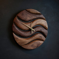 Solid Wood Clock Artistic Minimal Wall Living Room, view 2